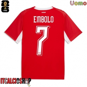 Svizzera Breel Embolo #7 Prima Maglia Mondiali 2026 Manica Corta